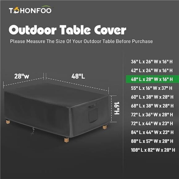 Patio Coffee Table Cover, Outdoor Table Covers Waterproof, UV Resistant Outdoor - Picture 2 of 7
